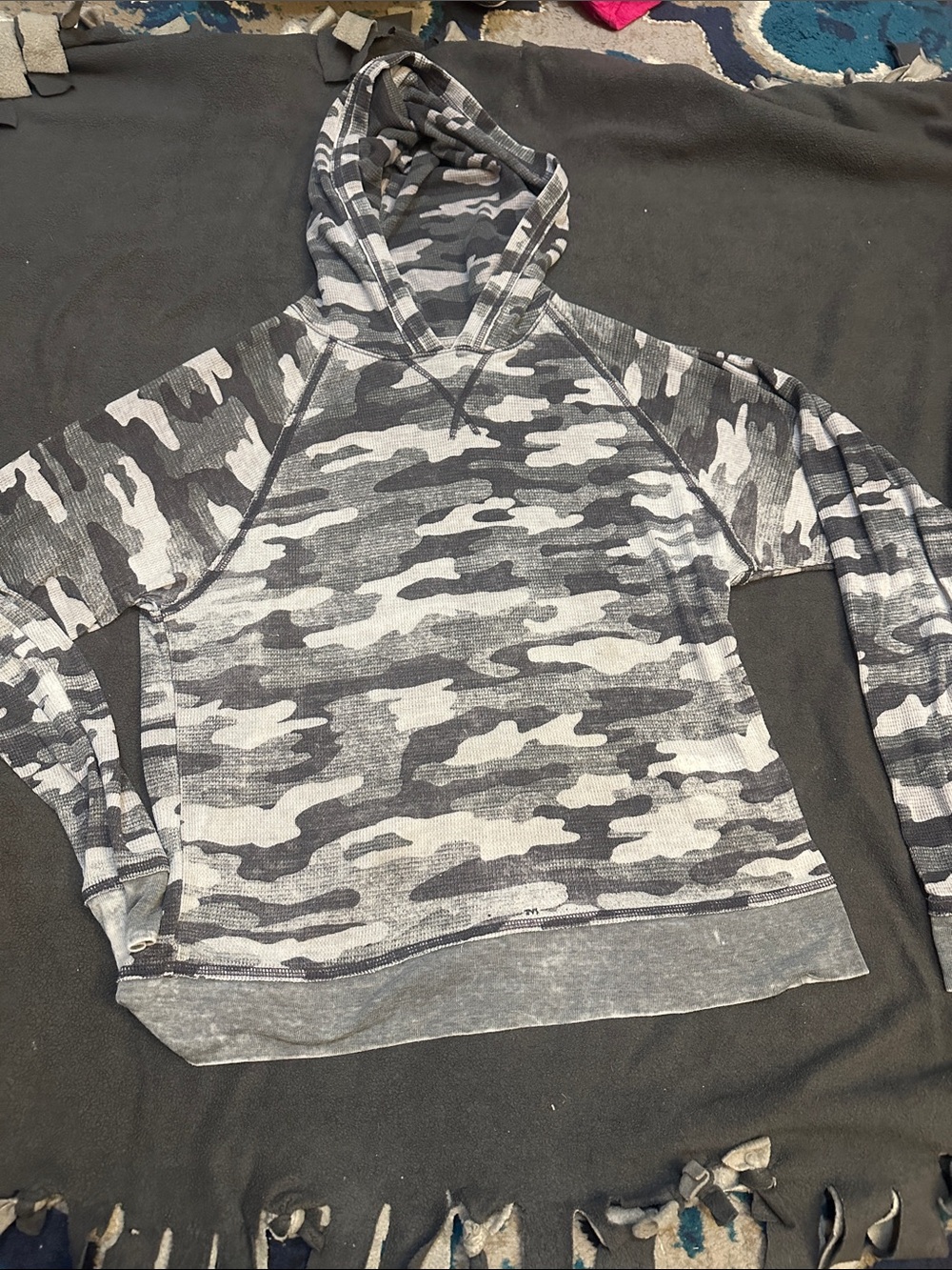 Lucky brand women’s grey Camo Hooded Sweater